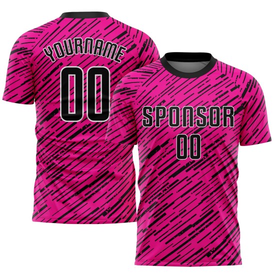 Maillot de football personnalisé rose, noir et blanc, sublimé