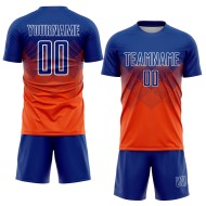 Maillot de football personnalisé orange royal-blanc par sublimation Maillot de football personnalisé orange royal-blanc par sublimation