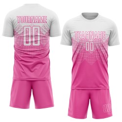 Maillot de football personnalisé rose et blanc par sublimation Maillot de football personnalisé rose et blanc par sublimation