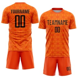 Maillot de football personnalisé à sublimation avec formes géométriques orange Black-Bay
