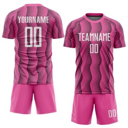Maillot de football personnalisé rose et blanc par sublimation Maillot de football personnalisé rose et blanc par sublimation