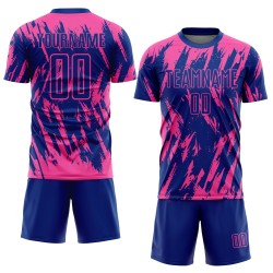 Maillot de football personnalisé rose royal par sublimation