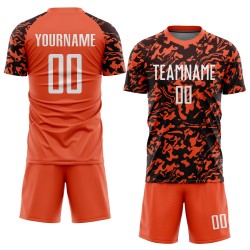 Maillot de football personnalisé par sublimation orange, blanc et noir Maillot de football personnalisé par sublimation orange, blanc et noir